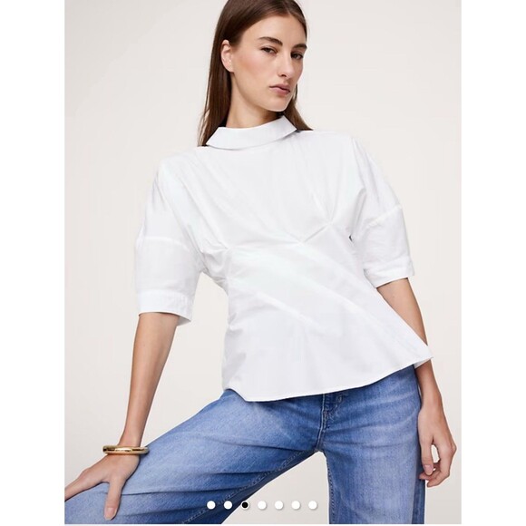 Banana Republic COTTON POPLIN TWISTED TOP Size Small $80 NWOT - Picture 1 of 7